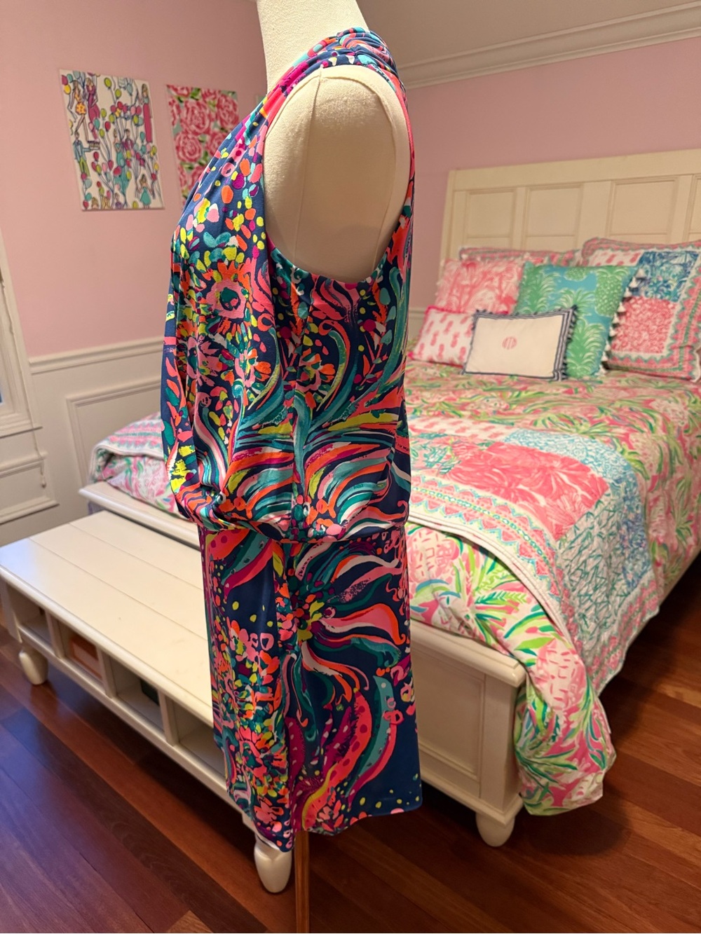 Lilly Pulitzer Navy Multicolor Sleeveless Wrap Dress - Picture 4 of 5